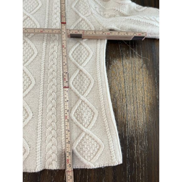 Eddie Bauer Wool Blend Cable Knit Turtleneck Sweater Ivory Women’s Size M - Picture 10 of 11